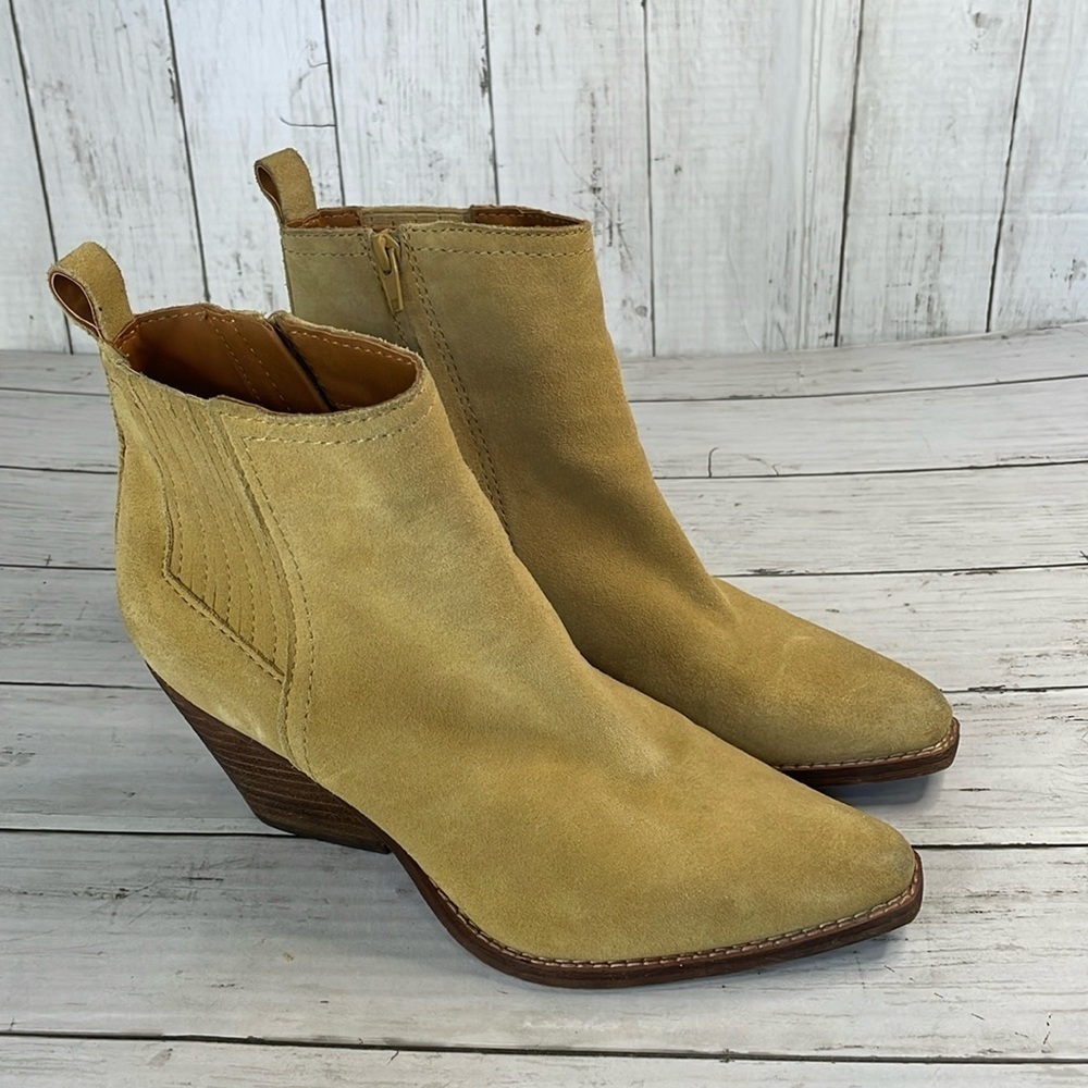 Zodiac Robyn Mustard Suede Western Look Booties